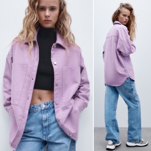 Zara Tops - Lavender ZARA Shacket - Metal Buttons